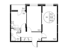 Продается 2-комнатная квартира ЖК Панорама на Театральном, литера 1, 55 м², 8910000 рублей