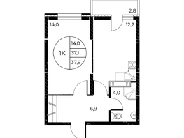 Продается 1-комнатная квартира ЖК Панорама на Театральном, литера 1, 37.9 м², 6272450 рублей