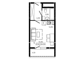 Продается Студия ЖК ПРИТЯЖЕНИЕ, литер 3, 24.55  м², 3535200 рублей