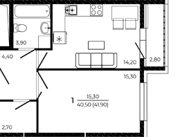 Продается 1-комнатная квартира ЖК ПРИТЯЖЕНИЕ, литер 3, 41.9 м², 6159300 рублей