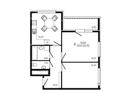 Продается 2-комнатная квартира ЖК ПРИТЯЖЕНИЕ, литер 3, 62.25  м², 7843500 рублей