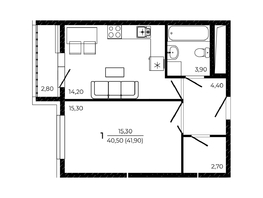 Продается 1-комнатная квартира ЖК ПРИТЯЖЕНИЕ, литер 3, 41.9 м², 5111800 рублей