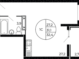 Продается Студия ЖК Флора, литера 1.3, 31.75 м², 5143500 рублей