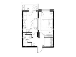 Продается 1-комнатная квартира ЖК Панорама на Театральном, литера 1, 38.3  м², 6116510 рублей