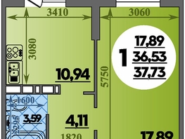 Продается 1-комнатная квартира ЖК Суворовский, литера 01, 37.73 м², 4987906 рублей