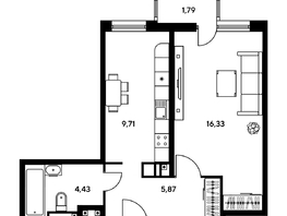 Продается 1-комнатная квартира ЖК Гринсайд, 5.1-5.5, 37 м², 5500000 рублей
