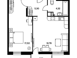 Продается 2-комнатная квартира ЖК Гринсайд, 5.1-5.5, 47.06 м², 6200000 рублей
