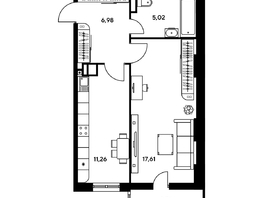 Продается 1-комнатная квартира ЖК Гринсайд, 5.1-5.5, 45.06 м², 5970000 рублей