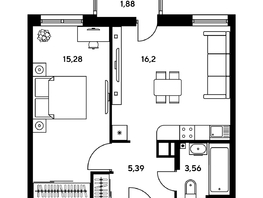 Продается 2-комнатная квартира ЖК Гринсайд, 5.1-5.5, 38.92 м², 5720000 рублей