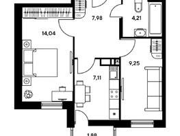 Продается 1-комнатная квартира ЖК Гринсайд, 5.1-5.5, 37.97 м², 5080000 рублей
