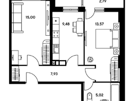 Продается 2-комнатная квартира ЖК Гринсайд, 5.1-5.5, 41.79 м², 5510000 рублей