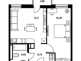 Продается 2-комнатная квартира ЖК Гринсайд, 5.1-5.5, 52.94 м², 6720000 рублей
