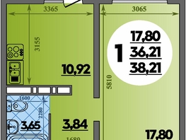 Продается 1-комнатная квартира ЖК Суворовский, литера 6, 38.21 м², 5135424 рублей