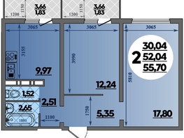 Продается 2-комнатная квартира ЖК Суворовский, литера 6, 55.7  м², 7124030 рублей