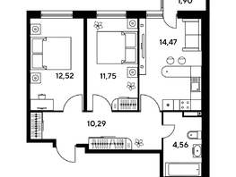 Продается 3-комнатная квартира ЖК Малина Парк, дом 1, 55.3 м², 8580000 рублей