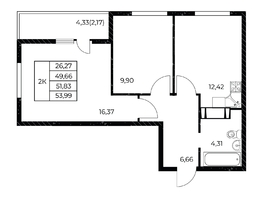Продается 2-комнатная квартира ЖК Звезда Столицы 2, 53.99 м², 10474060 рублей