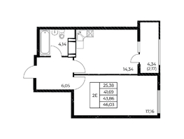 Продается 1-комнатная квартира ЖК Звезда Столицы 2, 46.03 м², 8009220 рублей
