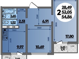 Продается 2-комнатная квартира ЖК Суворовский, литера 6, 54.86 м², 6769724 рублей
