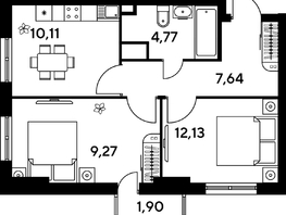 Продается 2-комнатная квартира ЖК Малина Парк, дом 4, 47.12 м², 7050000 рублей