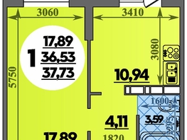 Продается 1-комнатная квартира ЖК Суворовский, литера 01, 37.73 м², 5036955 рублей