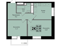 Продается 2-комнатная квартира ЖК Botanika (Ботаника), дом 1, 52.1 м², 7736850 рублей