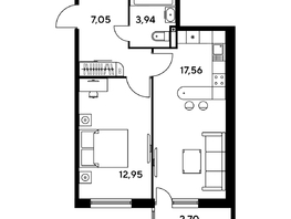Продается 2-комнатная квартира ЖК Малина Парк, дом 1, 45.15  м², 6150000 рублей