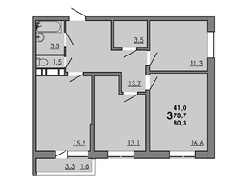 Продается 3-комнатная квартира ЖК Gray (Грэй), кв-л 11-2, 79.7  м², 10321150 рублей