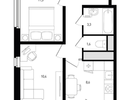 Продается 2-комнатная квартира ЖК Левенцовка Парк, лит 8-11 стр.2, сек.4,5, 44.7 м², 5641140 рублей