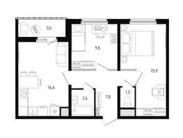 Продается 2-комнатная квартира ЖК 5 элемент Аске, лит 5-12 стр.1, сек.1,2, 55.4 м², 6587060 рублей