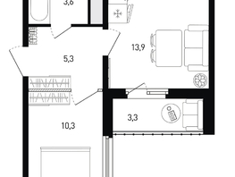 Продается 1-комнатная квартира ЖК 5 элемент Аске, лит 5-12 стр.2, сек.3,4,5,6, 34.8 м², 5665440 рублей