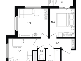 Продается 2-комнатная квартира ЖК 5 элемент Аске, лит 5-11 стр.1, сек.1,2,3,4, 45.8 м², 6883740 рублей