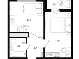 Продается 1-комнатная квартира ЖК 5 элемент Аске, лит 5-11 стр.1, сек.1,2,3,4, 36.7 м², 5747220 рублей