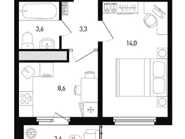 Продается 1-комнатная квартира ЖК 5 элемент Аске, лит 5-11 стр.1, сек.1,2,3,4, 31.3  м², 5042430 рублей
