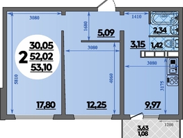 Продается 2-комнатная квартира ЖК Платовский, литер 13, 53.1  м², 7003890 рублей