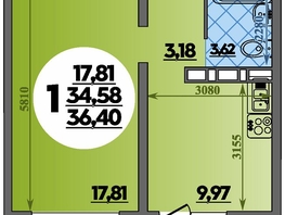 Продается 1-комнатная квартира ЖК Суворовский, литера 1, 36.4  м², 4680000 рублей