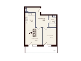 Продается 2-комнатная квартира ЖК ACADEMIA (Академия), 47.6  м², 7520800 рублей