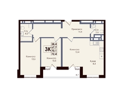 Продается 3-комнатная квартира ЖК ACADEMIA (Академия), 70.1  м², 10304700 рублей