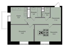 Продается 2-комнатная квартира ЖК Botanika (Ботаника), дом 1, 58.3  м², 9298850 рублей