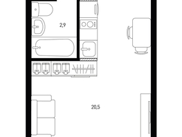 Продается 1-комнатная квартира ЖК Левенцовка Парк, лит 8-11 стр.2, сек.4,5, 24.8  м², 3598480 рублей
