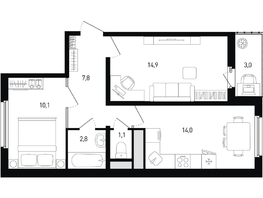 Продается 2-комнатная квартира ЖК 5 элемент Аске, лит 5-12 стр.1, сек.1,2, 52.2  м², 6164820 рублей