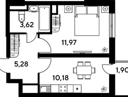 Продается 1-комнатная квартира ЖК Малина Парк, дом 4, 33.23 м², 5370000 рублей