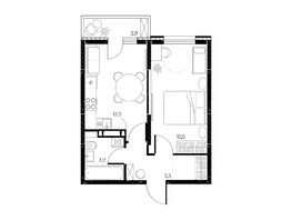 Продается 1-комнатная квартира ЖК Панорама на Театральном, литера 1, 38.1  м², 6637934 рублей