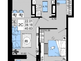 Продается 1-комнатная квартира ЖК Октябрь Парк, 1.1, 40.63  м², 5281900 рублей