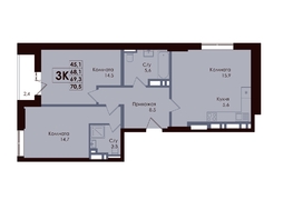 Продается 3-комнатная квартира ЖК ACADEMIA (Академия), 1 этап, 67.76  м&sup2;, 10502800 рублей