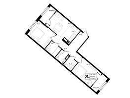 Продается 3-комнатная квартира ЖК Придонье, литер 3.1, 63.8  м&sup2;, 8294000 рублей