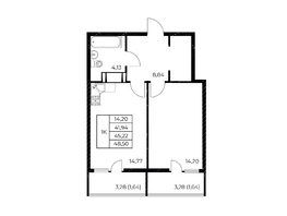 Продается 1-комнатная квартира ЖК Звезда Столицы 2, 48.5  м&sup2;, 6062500 рублей