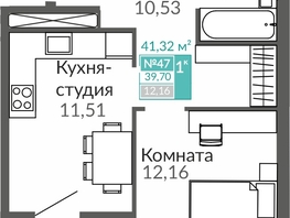 Продается 1-комнатная квартира ЖК Горизонты 3, 39.7  м&sup2;, 6272600 рублей