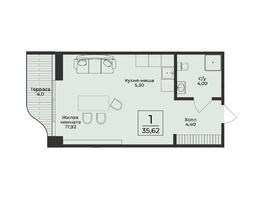 Продается 1-комнатная квартира ЖК Нега, 35.62  м&sup2;, 16118762 рублей