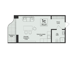 Продается 1-комнатная квартира ЖК Нега, 35.22  м&sup2;, 15514762 рублей