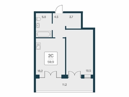 Продается 2-комнатная квартира ЖК Вилла Маяк, дом 3, 59.9  м&sup2;, 17690000 рублей